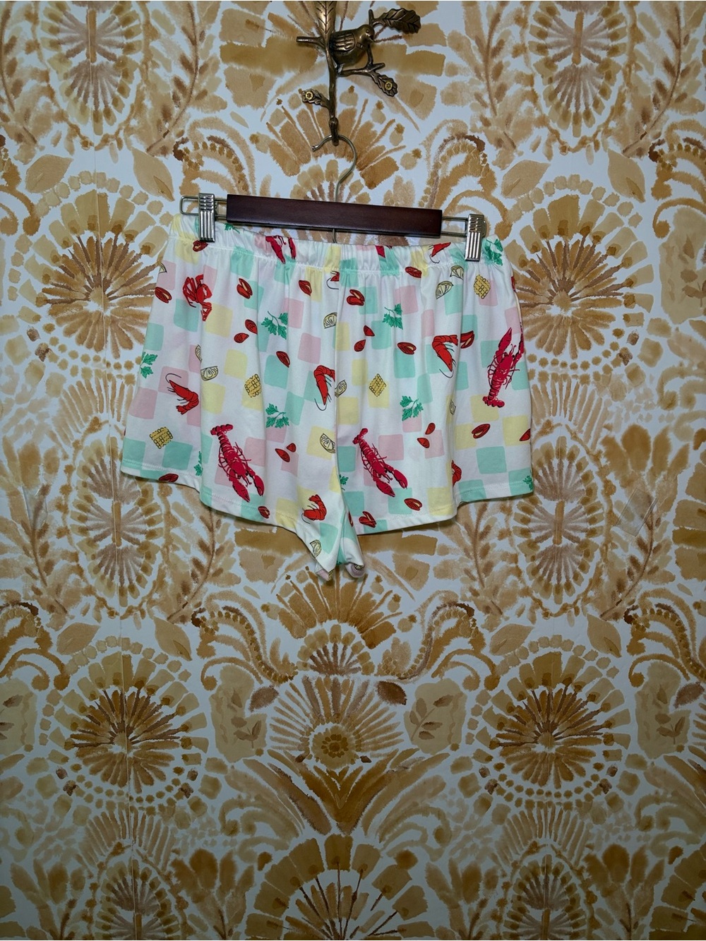 Joyspun Lobster Print Pajama Set Women's Sleeveless Tank & Drawstring Shorts - Picture 12 of 15